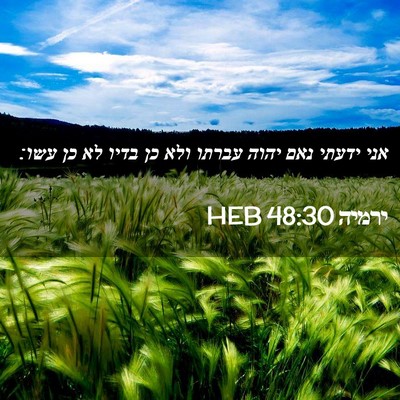 Picture 02 - ירמיה 48:30 HEB - אני ידעתי נאם יהוה עברתו - Bible Verse Picture