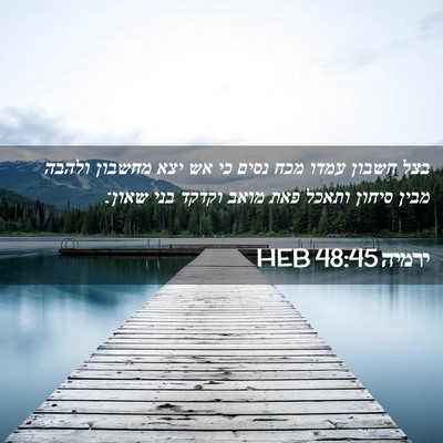 Picture 02 - ירמיה 48:45 HEB - בצל חשבון עמדו מכח נסים כי - Bible Verse Picture