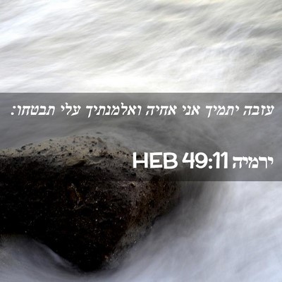 Picture 02 - ירמיה 49:11 HEB - עזבה יתמיך אני אחיה - Bible Verse Picture