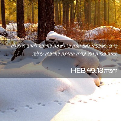 Picture 02 - ירמיה 49:13 HEB - כי בי נשבעתי נאם יהוה כי - Bible Verse Picture