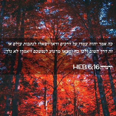Picture 02 - ירמיה 6:16 HEB - כה אמר יהוה עמדו על דרכים - Bible Verse Picture
