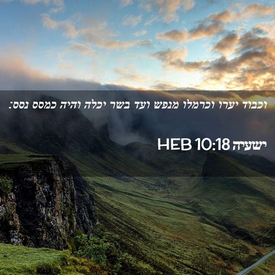 Picture 02 - ישעיה 10:18 HEB - וכבוד יערו וכרמלו מנפש ועד - Bible Verse Picture
