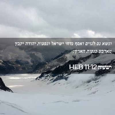 Picture 02 - ישעיה 11:12 HEB - ונשא נס לגוים ואסף נדחי - Bible Verse Picture