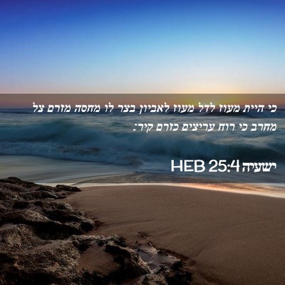 Picture 02 - ישעיה 25:4 HEB - כי היית מעוז לדל מעוז - Bible Verse Picture