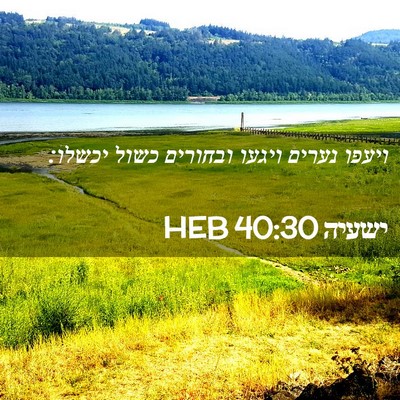 Picture 02 - ישעיה 40:30 HEB - ויעפו נערים ויגעו ובחורים - Bible Verse Picture