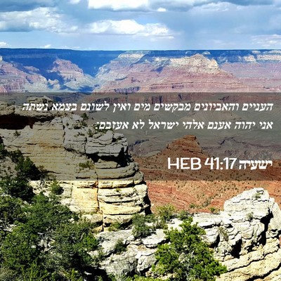 Picture 02 - ישעיה 41:17 HEB - העניים והאביונים מבקשים - Bible Verse Picture