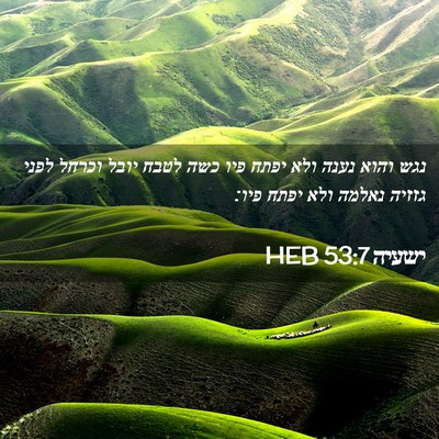 Picture 02 - ישעיה 53:7 HEB - נגש והוא נענה ולא יפתח פיו - Bible Verse Picture