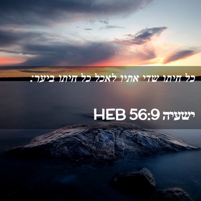 Picture 02 - ישעיה 56:9 HEB - כל חיתו שדי אתיו לאכל כל - Bible Verse Picture