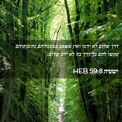 Picture 02 - ישעיה 59:8 HEB - דרך שלום לא ידעו ואין משפט - Bible Verse Picture