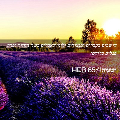 Picture 02 - ישעיה 65:4 HEB - הישבים בקברים ובנצורים - Bible Verse Picture