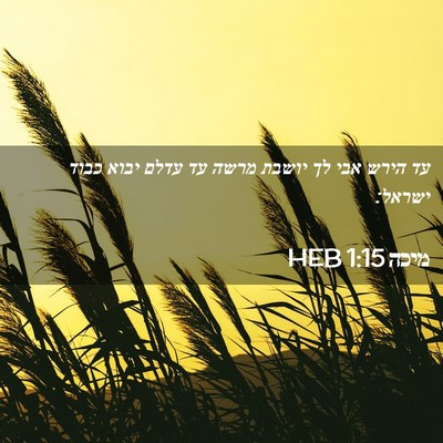 Picture 02 - מיכה 1:15 HEB - עד הירש אבי לך יושבת מרשה - Bible Verse Picture