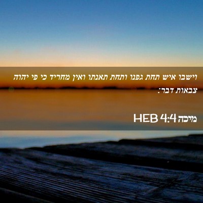 Picture 02 - מיכה 4:4 HEB - וישבו איש תחת גפנו ותחת - Bible Verse Picture