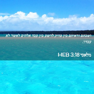Picture 02 - מלאכי 3:18 HEB - ושבתם וראיתם בין צדיק לרשע - Bible Verse Picture