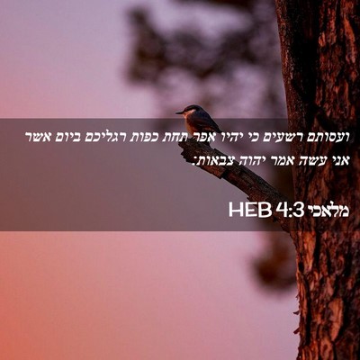Picture 02 - מלאכי 4:3 HEB - ועסותם רשעים כי יהיו אפר - Bible Verse Picture