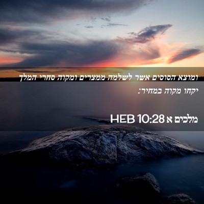 Picture 02 - מלכים א 10:28 HEB - ומוצא הסוסים אשר לשלמה - Bible Verse Picture