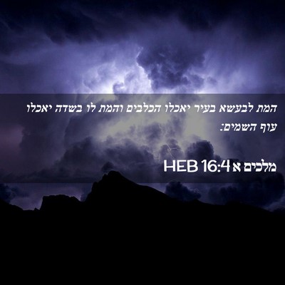 Picture 02 - מלכים א 16:4 HEB - המת לבעשא בעיר יאכלו - Bible Verse Picture