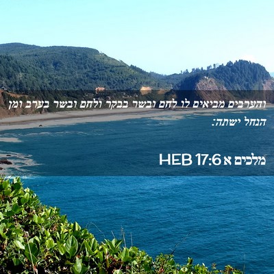 Picture 02 - מלכים א 17:6 HEB - והערבים מביאים לו לחם ובשר - Bible Verse Picture
