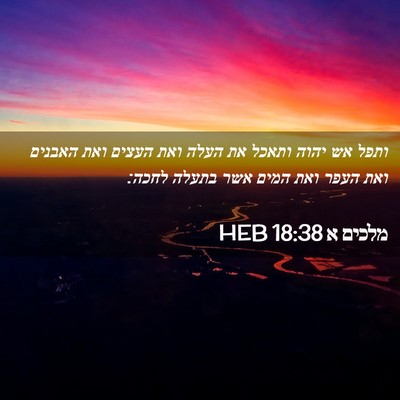 Picture 02 - מלכים א 18:38 HEB - ותפל אש יהוה ותאכל את העלה - Bible Verse Picture