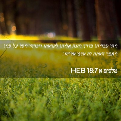 Picture 02 - מלכים א 18:7 HEB - ויהי עבדיהו בדרך והנה - Bible Verse Picture