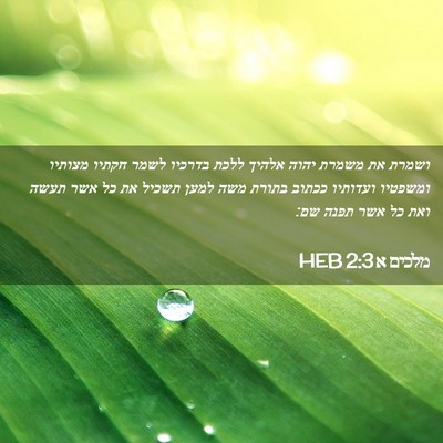 Picture 02 - מלכים א 2:3 HEB - ושמרת את משמרת יהוה אלהיך - Bible Verse Picture