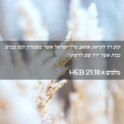 Picture 02 - מלכים א 21:18 HEB - קום רד לקראת אחאב מלך ישראל - Bible Verse Picture