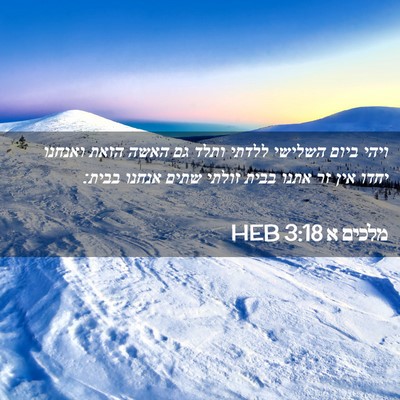 Picture 02 - מלכים א 3:18 HEB - ויהי ביום השלישי ללדתי - Bible Verse Picture