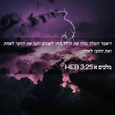 Picture 02 - מלכים א 3:25 HEB - ויאמר המלך גזרו את הילד החי - Bible Verse Picture