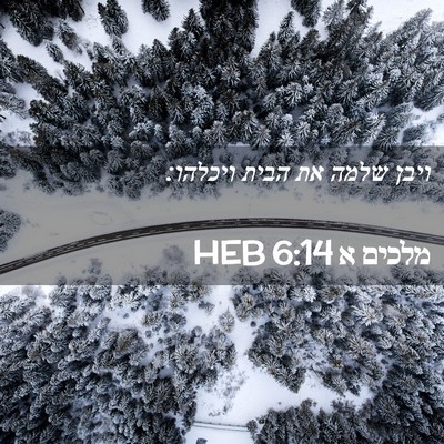Picture 02 - מלכים א 6:14 HEB - ויבן שלמה את הבית - Bible Verse Picture