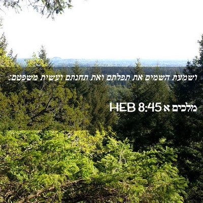 Picture 02 - מלכים א 8:45 HEB - ושמעת השמים את תפלתם ואת - Bible Verse Picture
