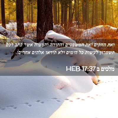 Picture 02 - מלכים ב 17:37 HEB - ואת החקים ואת המשפטים - Bible Verse Picture