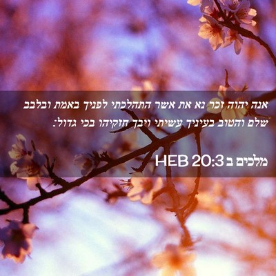 Picture 02 - מלכים ב 20:3 HEB - אנה יהוה זכר נא את אשר - Bible Verse Picture