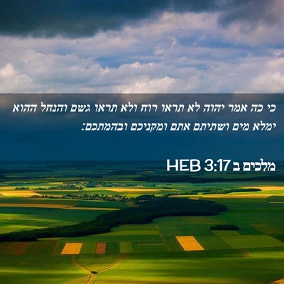 Picture 02 - מלכים ב 3:17 HEB - כי כה אמר יהוה לא תראו רוח - Bible Verse Picture