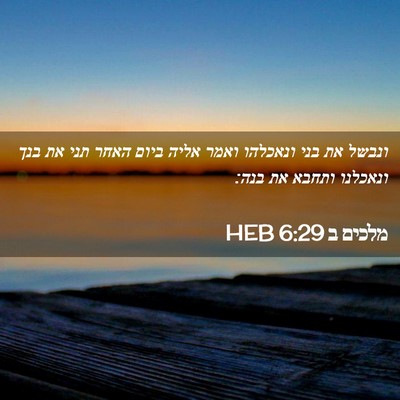 Picture 02 - מלכים ב 6:29 HEB - ונבשל את בני ונאכלהו ואמר - Bible Verse Picture