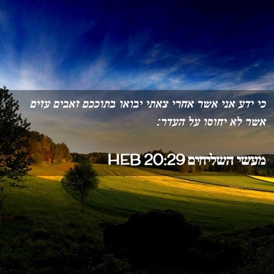 Picture 02 - מעשי השליחים 20:29 HEB - כי ידע אני אשר אחרי צאתי - Bible Verse Picture