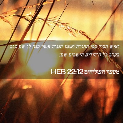 Picture 02 - מעשי השליחים 22:12 HEB - ואיש חסיד כפי התורה ושמו - Bible Verse Picture