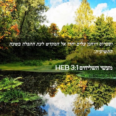 Picture 02 - מעשי השליחים 3:1 HEB - ופטרוס ויוחנן עלים יחדו אל - Bible Verse Picture