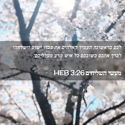 Picture 02 - מעשי השליחים 3:26 HEB - לכם בראשונה העמיד האלהים - Bible Verse Picture