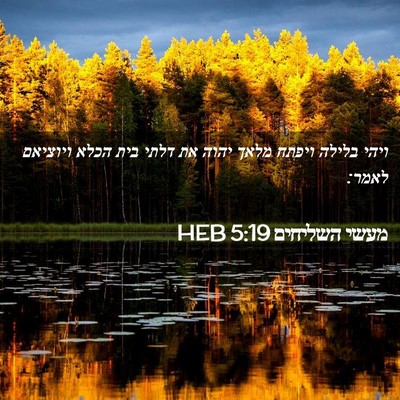 Picture 02 - מעשי השליחים 5:19 HEB - ויהי בלילה ויפתח מלאך יהוה - Bible Verse Picture