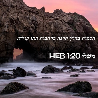 Picture 02 - משלי 1:20 HEB - חכמות בחוץ תרנה ברחבות תתן - Bible Verse Picture