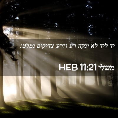 Picture 02 - משלי 11:21 HEB - יד ליד לא ינקה רע וזרע - Bible Verse Picture