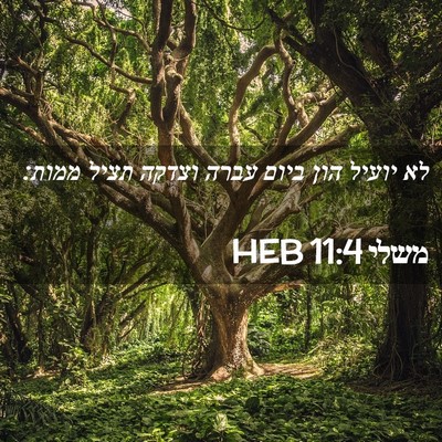 Picture 02 - משלי 11:4 HEB - לא יועיל הון ביום עברה - Bible Verse Picture