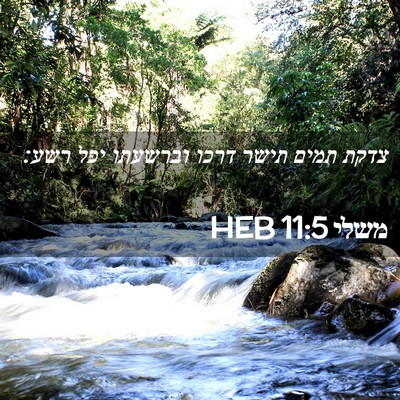 Picture 02 - משלי 11:5 HEB - צדקת תמים תישר דרכו - Bible Verse Picture