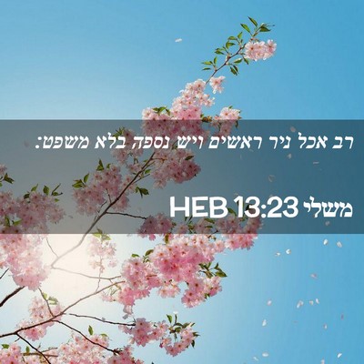 Picture 02 - משלי 13:23 HEB - רב אכל ניר ראשים ויש נספה - Bible Verse Picture