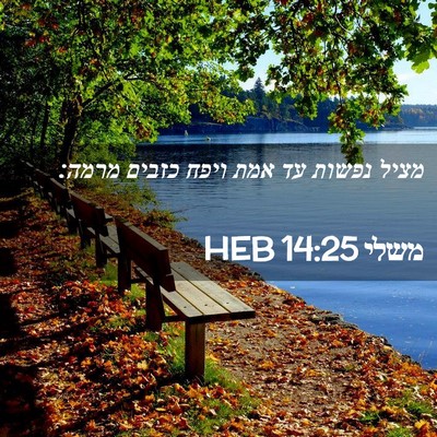 Picture 02 - משלי 14:25 HEB - מציל נפשות עד אמת ויפח - Bible Verse Picture