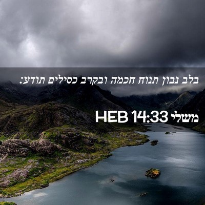 Picture 02 - משלי 14:33 HEB - בלב נבון תנוח חכמה ובקרב - Bible Verse Picture