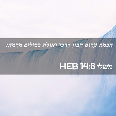 Picture 02 - משלי 14:8 HEB - חכמת ערום הבין דרכו ואולת - Bible Verse Picture