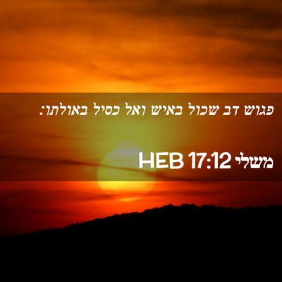 Picture 02 - משלי 17:12 HEB - פגוש דב שכול באיש ואל כסיל - Bible Verse Picture