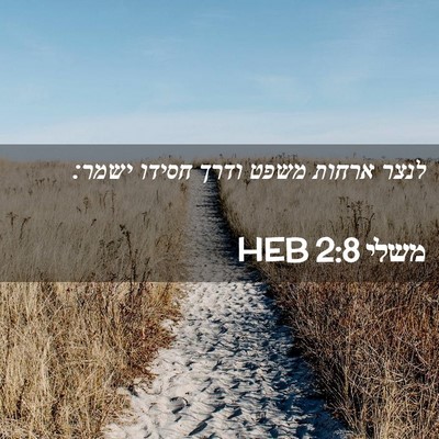 Picture 02 - משלי 2:8 HEB - לנצר ארחות משפט ודרך חסידו - Bible Verse Picture