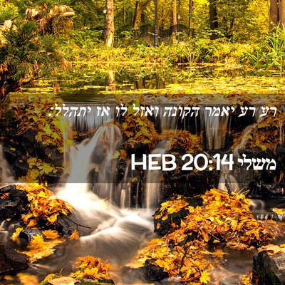Picture 02 - משלי 20:14 HEB - רע רע יאמר הקונה ואזל לו אז - Bible Verse Picture