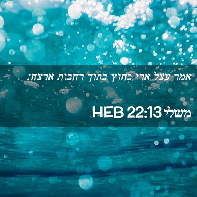 Picture 02 - משלי 22:13 HEB - אמר עצל ארי בחוץ בתוך רחבות - Bible Verse Picture
